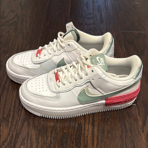 Nike Shoes - Nike Air Force 1 Shadow White Green Coral Sneakers